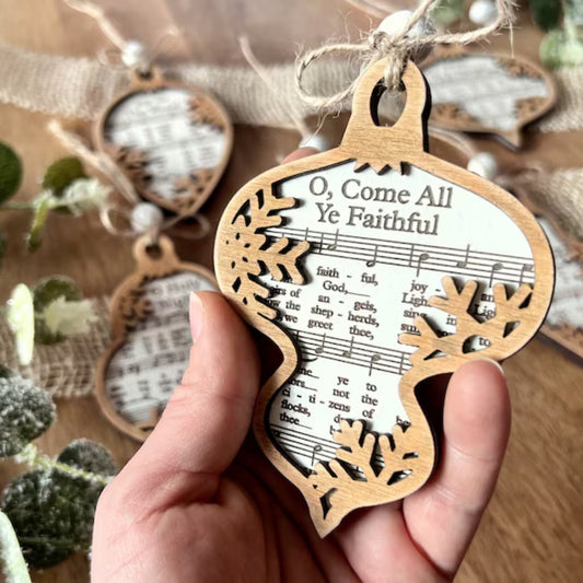 3D Engraved Handmade Music Sheet Nativity Christmas Ornaments, Wooden Christmas Ornaments, Nativity Set, Nativity Scene