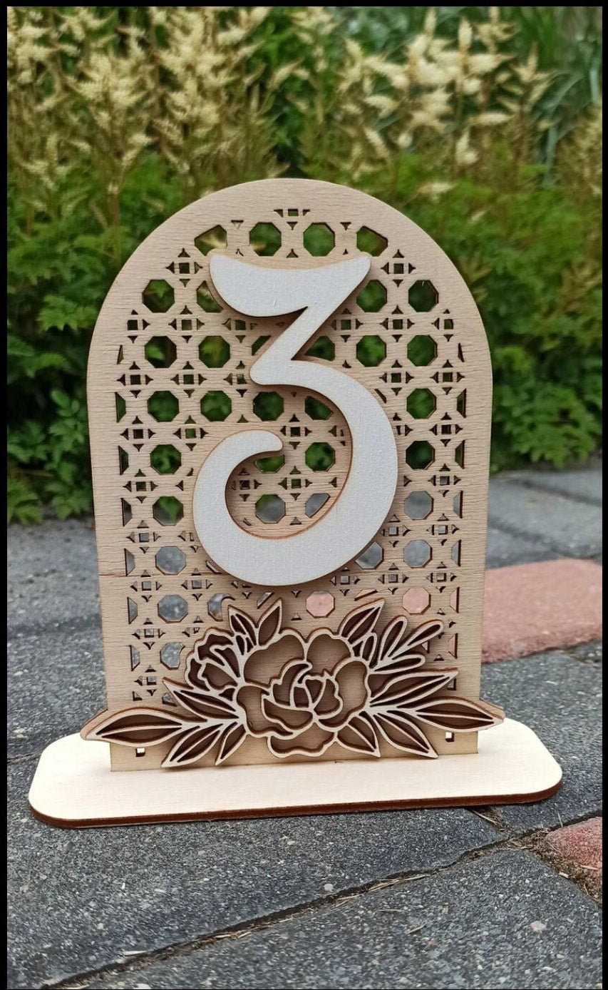 3D Wooden Set of Wedding Table Numbers with Stand Holders, Rustic Wedding Barn Table Decor, Wedding Signage