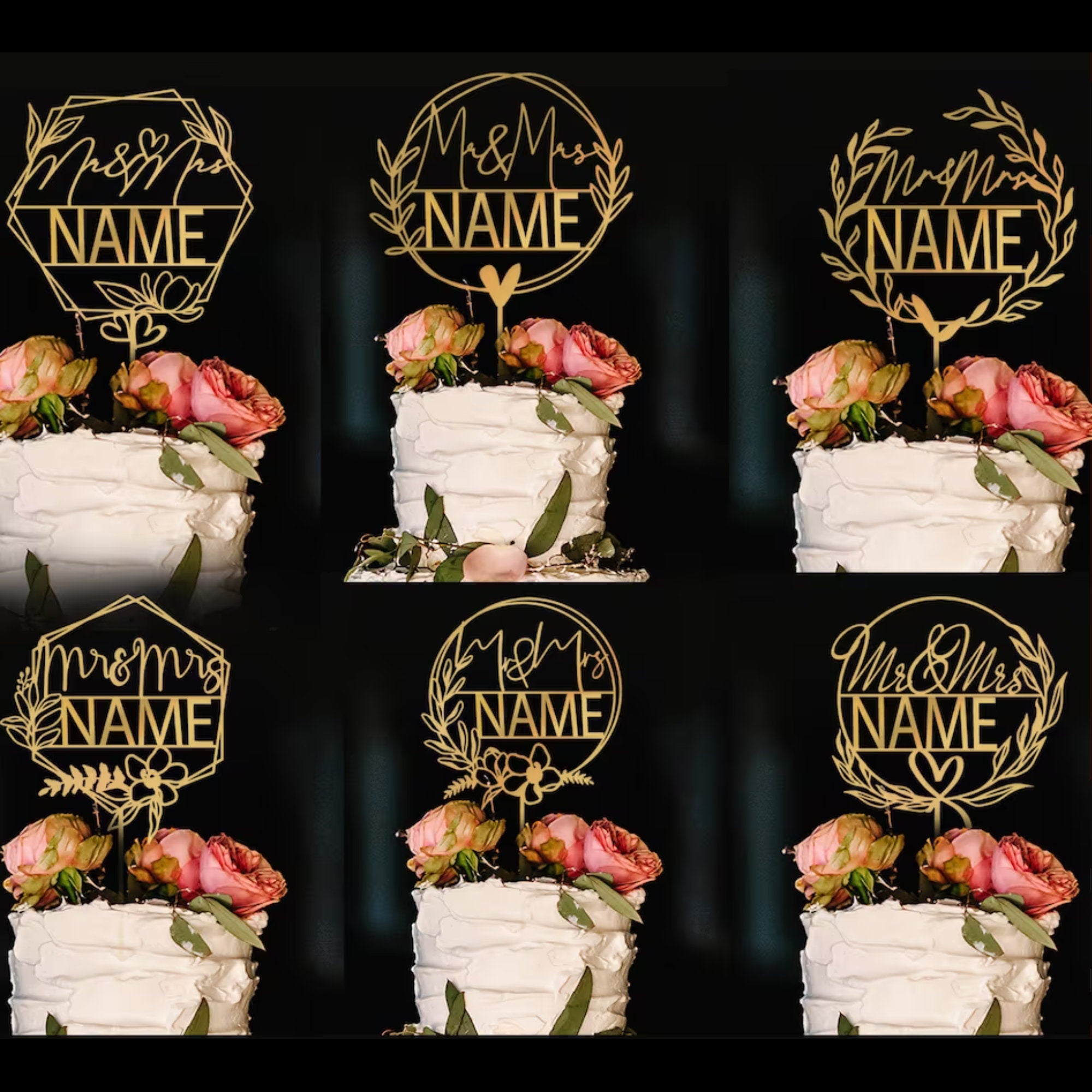 Rustic Wedding Cake Topper, Gold Mr Mrs Cake Topper, Personalized Anniversary Cake Topper, Custom Wedding Cake Topper, Wedding Cake Topper