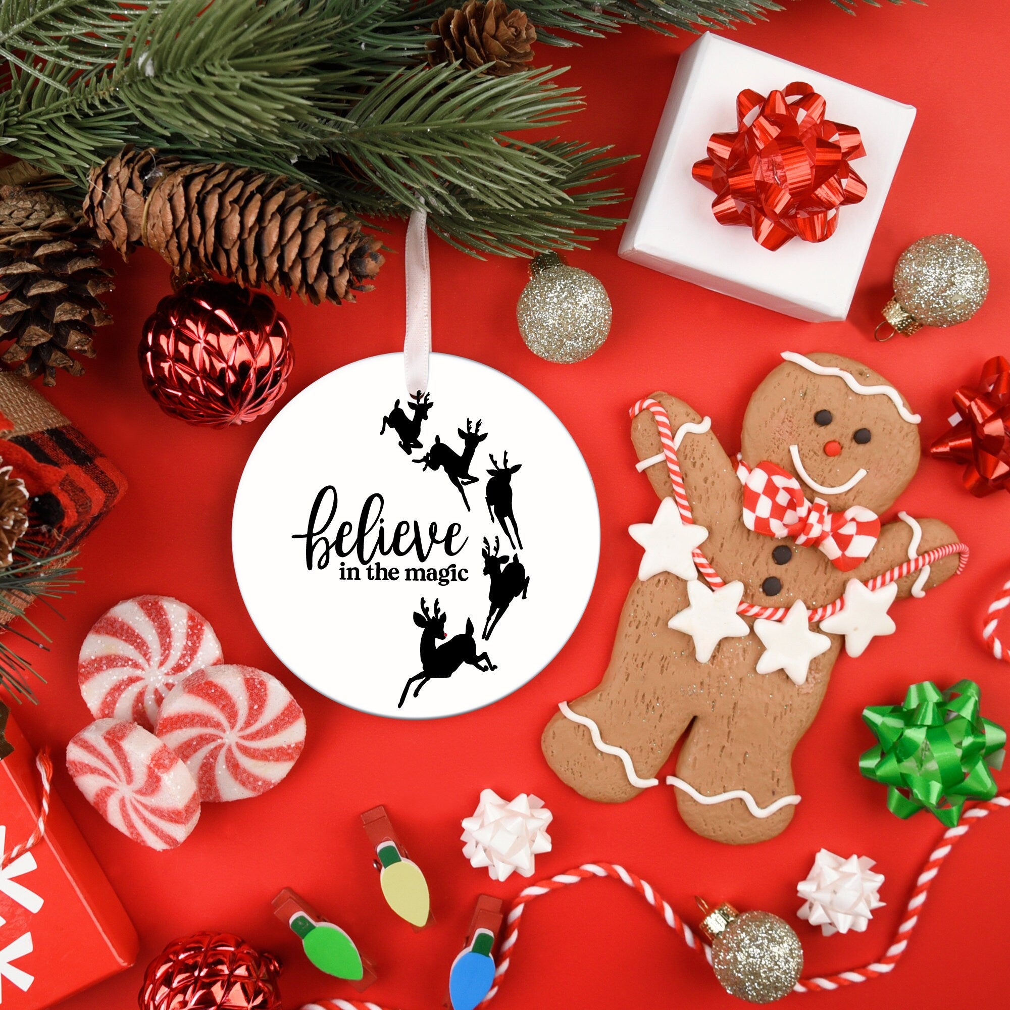 Laser Engraved Ceramic Christmas Ornament, New Home Ornament, Family Ornament, Couples Ornament,