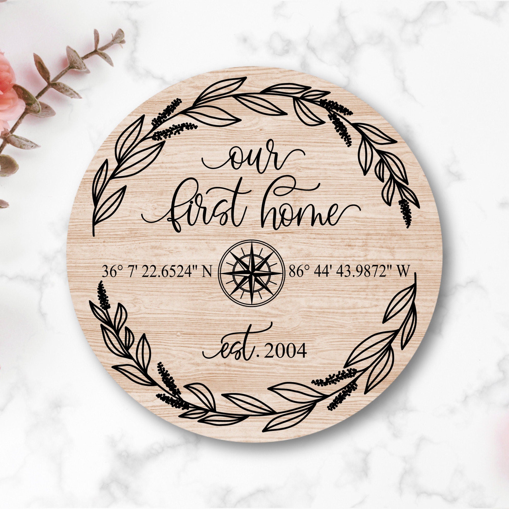 Our First Home Latitude Longitude GPS Coordinates Sign, Custom Wedding and Anniversary Gift, Closing Gift, Custom Address Established Sign