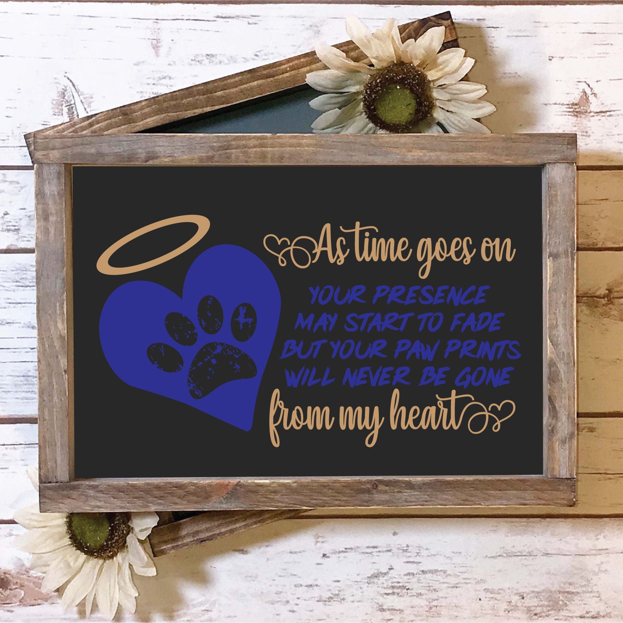Paw Prints On My Heart Pet Memorial Sign, Pet Memorial Gift, Dog or Cat Pet Loss, Bereavement Gift, Loss Of Loved One, Handmade Wooden Sign