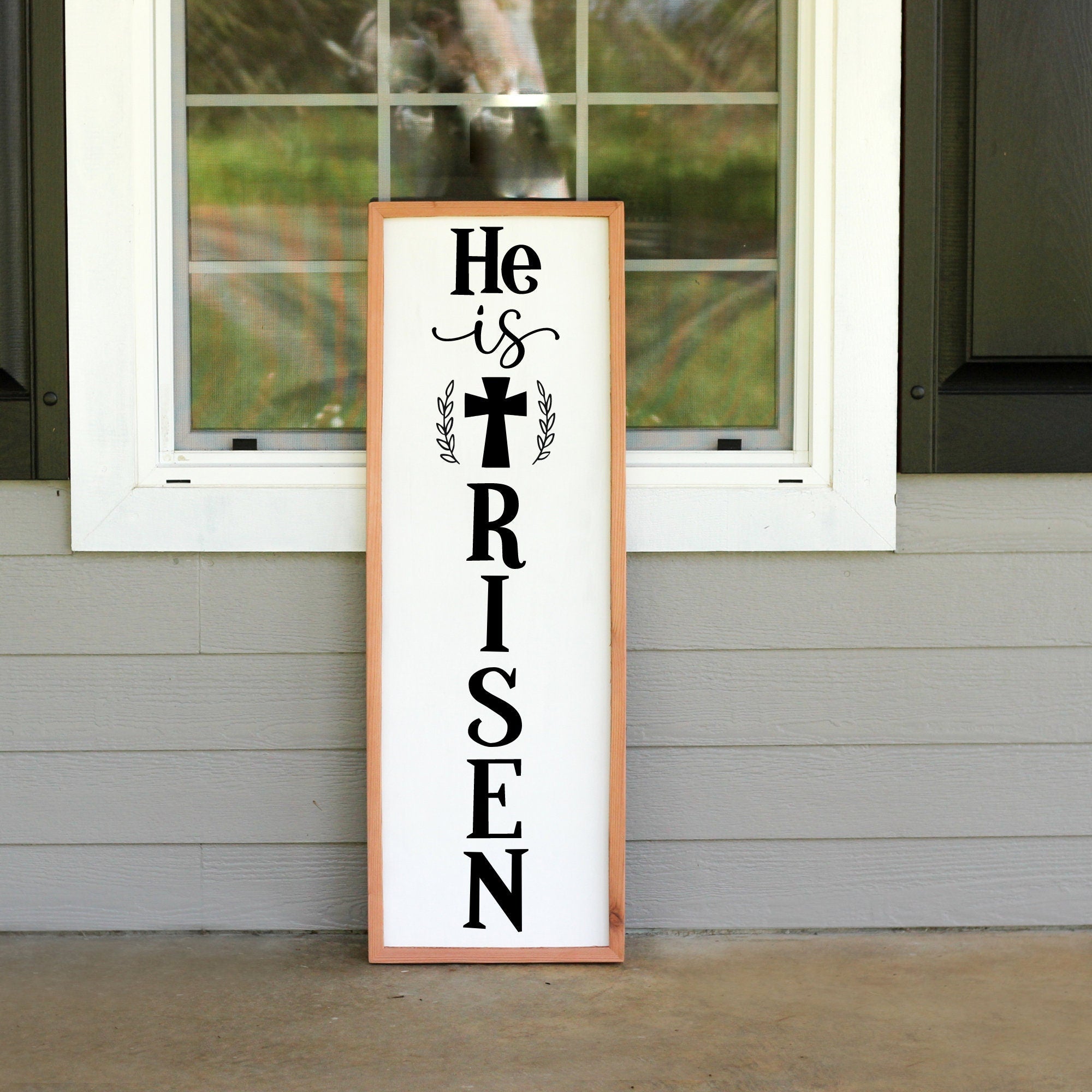 He Is Risen Welcome Sign For Front Porch, Easter Decorations Porch Decor, Front Door Decor, Patio Decor, Yard Decor, Christian Sign