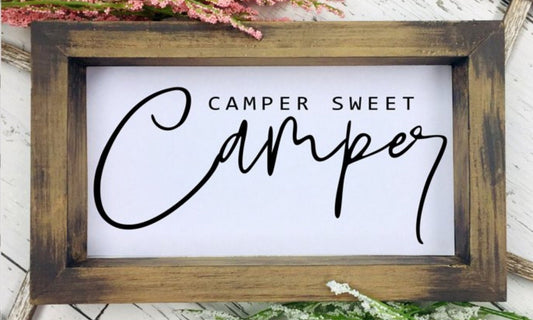 Engraved Camper Sweet Camper Sign, RV Hanging/Freestanding Camper Decor, Lakehouse Decor, Farmhouse Wall Decor