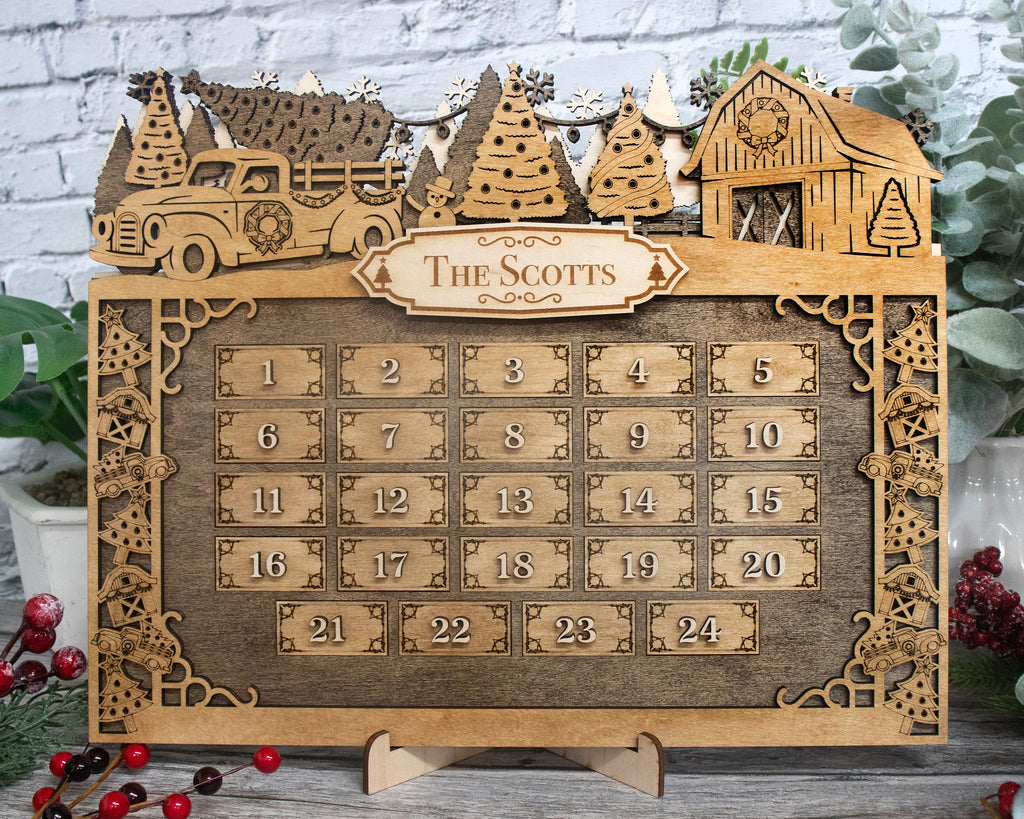 Personalized Christmas Tree Farm Christmas Advent Calendar For Kids and Adult, Christian Advent Calendar, Handmade Farmhouse Christmas Decor