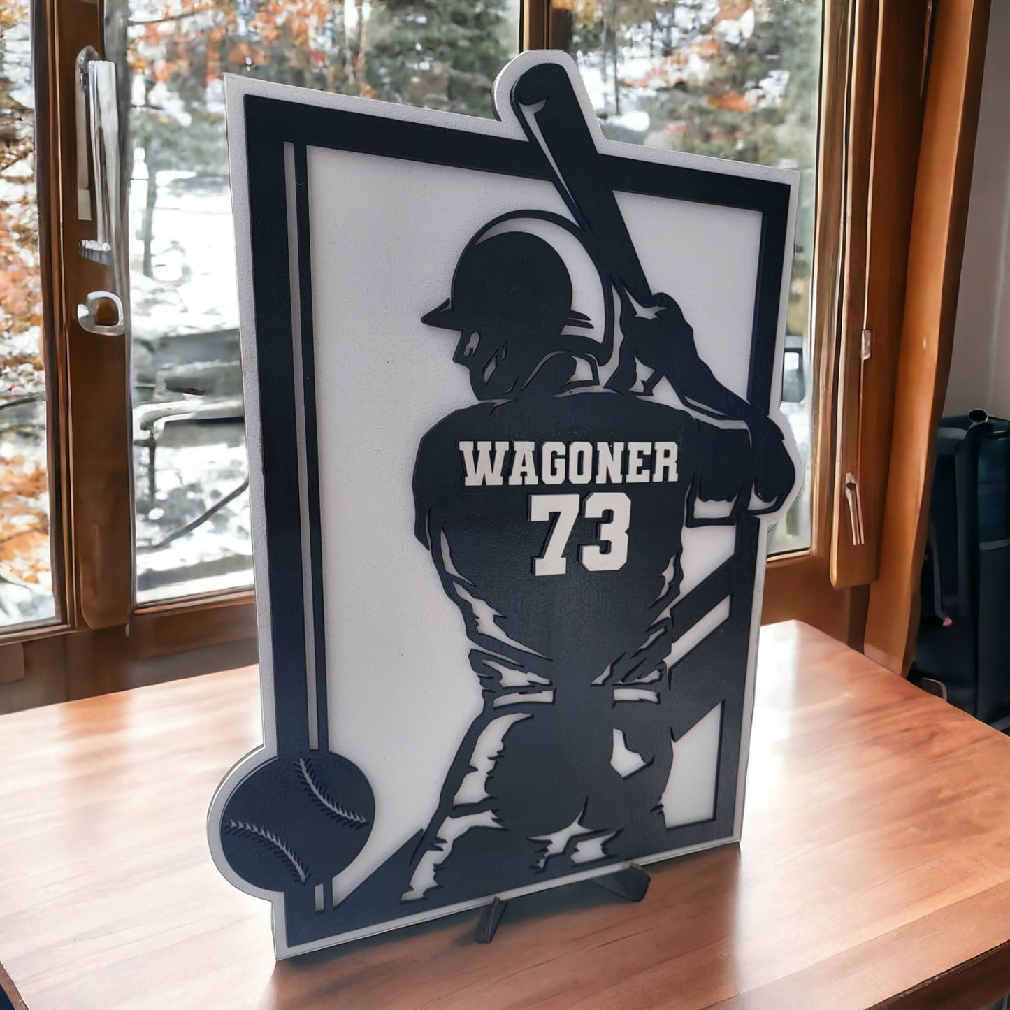 Custom 3D Laser Cut Wood Baseball Sports Plaque, Football, Soccer, Basketball, Volleyball, Softball, Tennis, Hockey Sports Graduation Gift