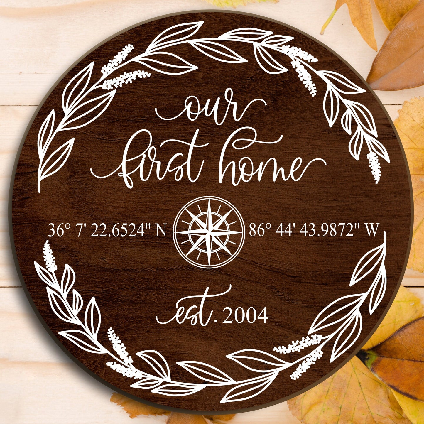 Our First Home Latitude Longitude GPS Coordinates Sign, Custom Wedding and Anniversary Gift, Closing Gift, Custom Address Established Sign