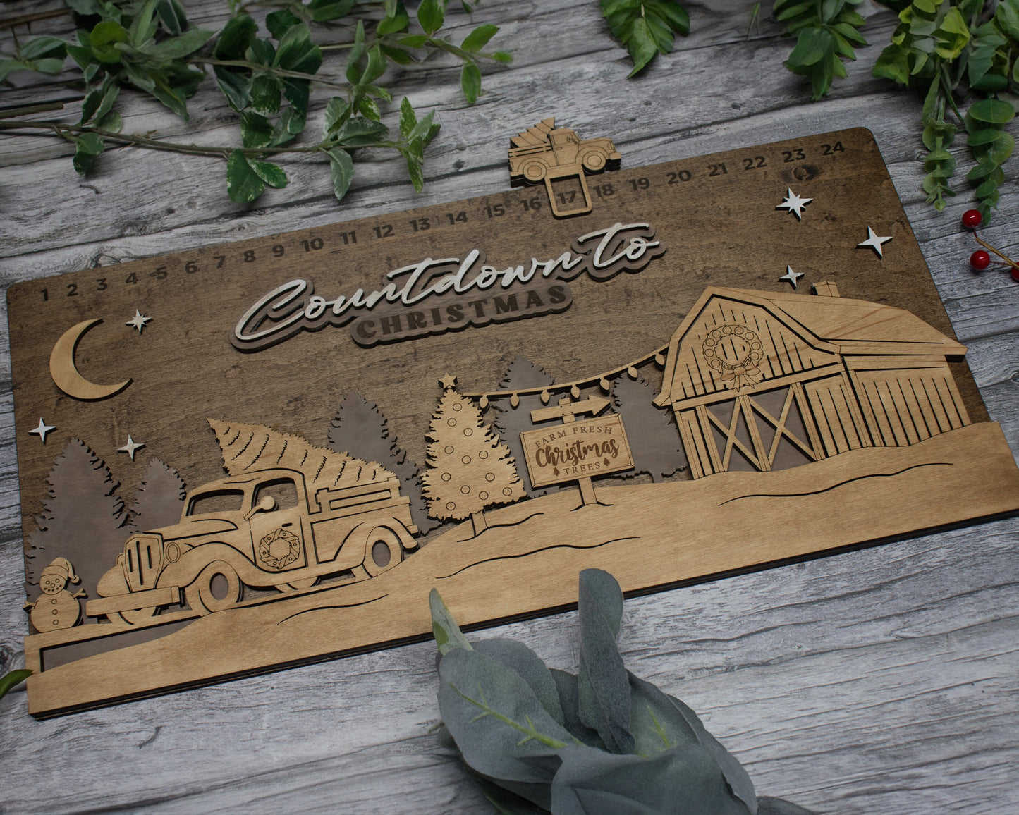 Countdown To Christmas Christmas Tree Farm Advent Calendar For Kids and Adult, Handmade Farmhouse Christmas Decor, Handmade Holiday Decor