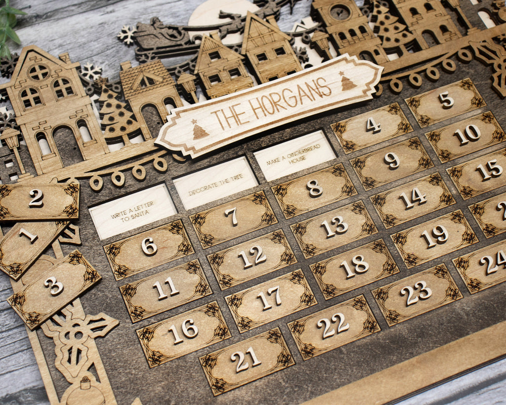Personalized Town Village Christmas Advent Calendar For Kids and Adults, Christian Advent Calendar, Handmade Farmhouse Christmas Decor
