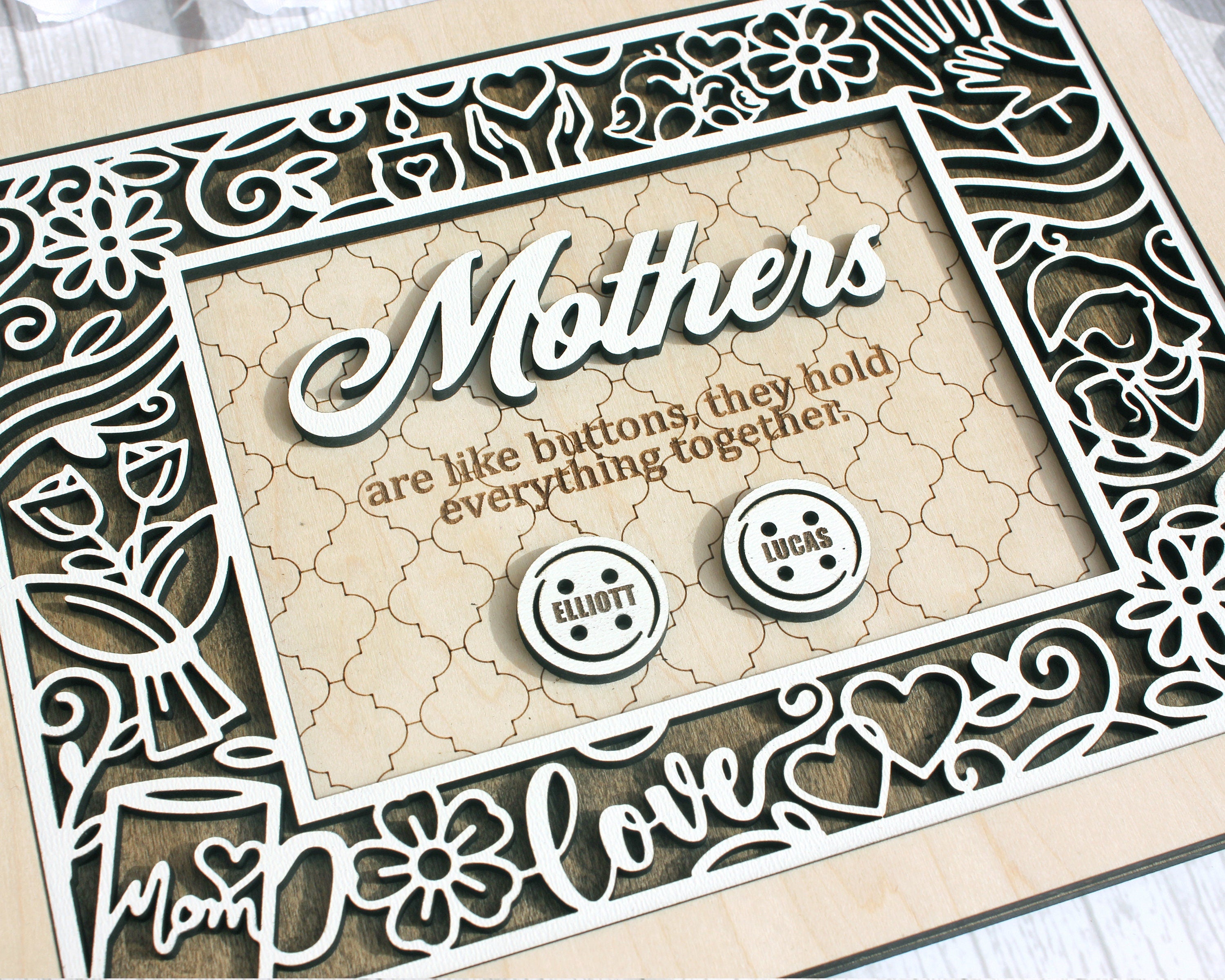 Mothers Day 3D Wall Hanging Decoration or Gift with Stand, Mum Birthday Gift, Grandparents, Gift from Kids, Personalized Mothers Day Gift