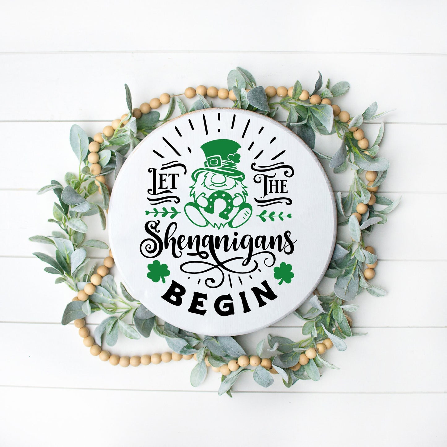Let the Shenanigans Begin St Patrick's Day Door Hanger, Spring Welcome Door Hanger, Front Door Hanger, Porch and Patio Decor
