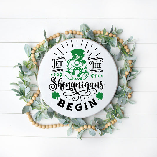 Let the Shenanigans Begin St Patrick's Day Door Hanger, Spring Welcome Door Hanger, Front Door Hanger, Porch and Patio Decor