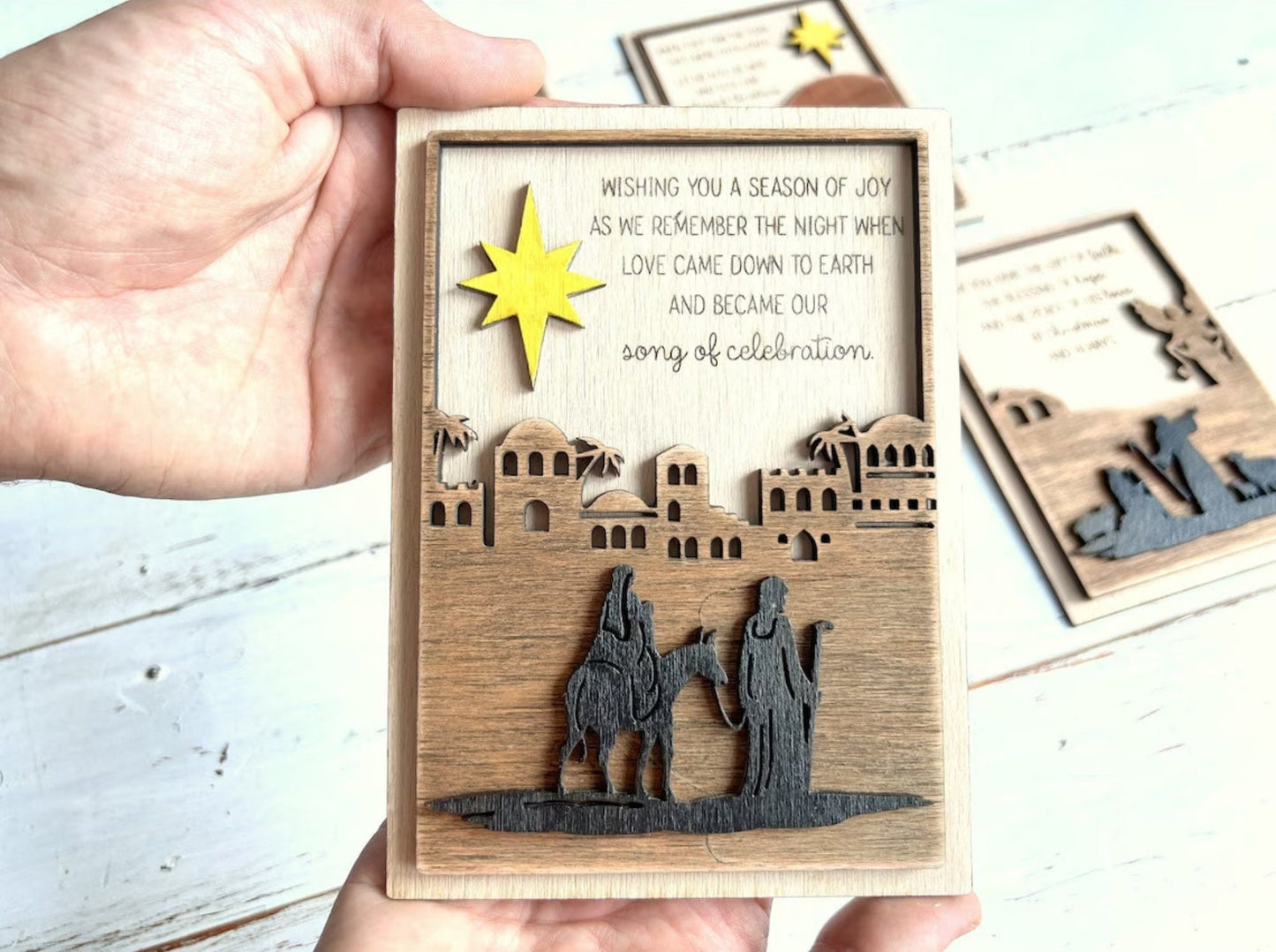 3D Laser Cut Nativity Wooden Unique Christmas Cards, Handmade Family Christmas Holiday Cards, Christmas Greeting Cards,