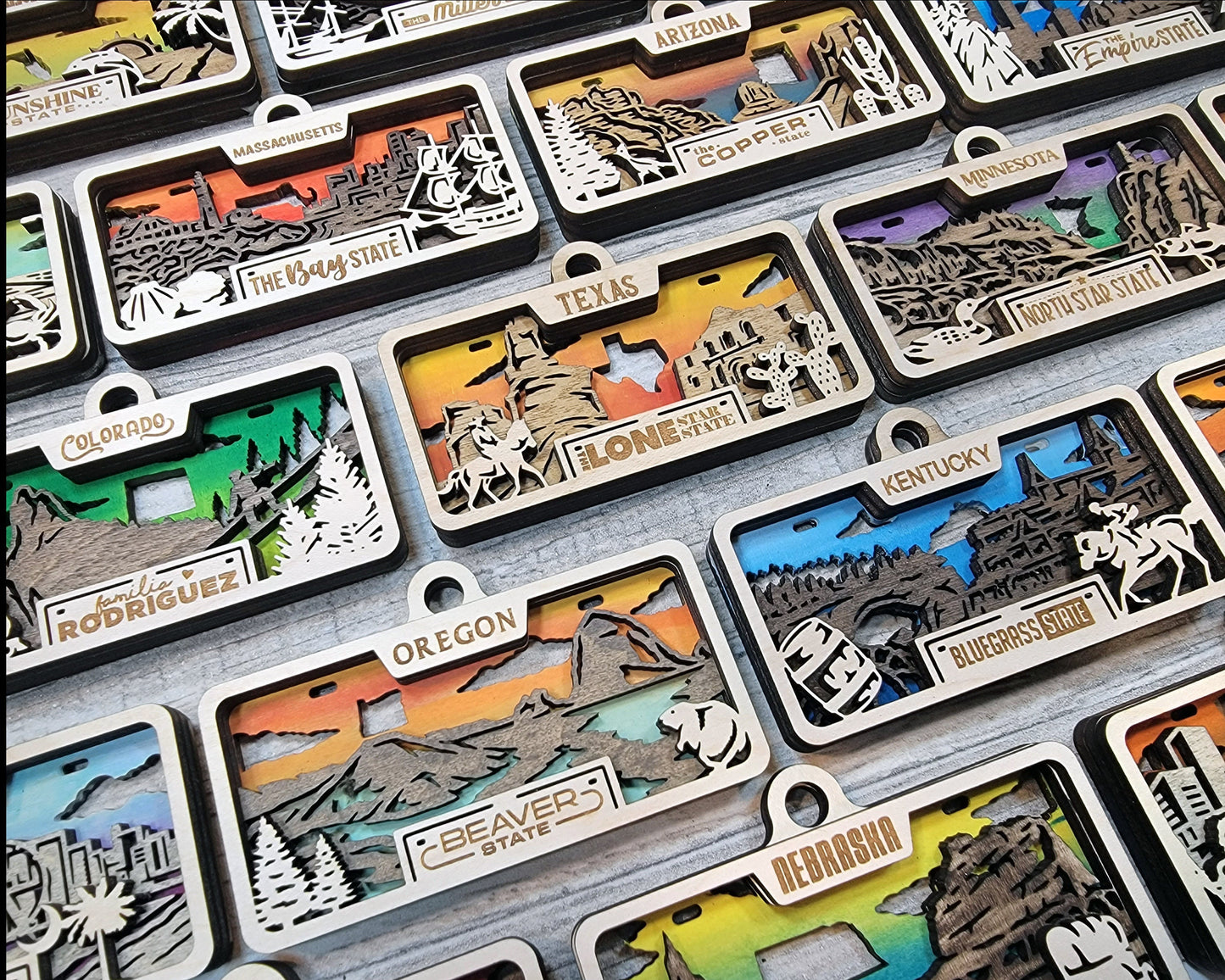 All 50 States Personalized State License Frame Christmas Ornaments, Personalized Family Ornament, Custom Christmas Tree Ornament