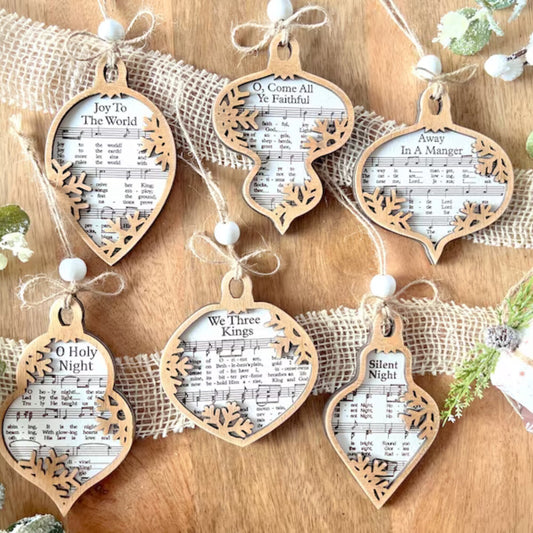3D Engraved Handmade Music Sheet Nativity Christmas Ornaments, Wooden Christmas Ornaments, Nativity Set, Nativity Scene