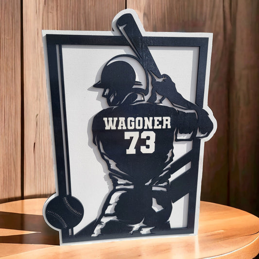 Custom 3D Laser Cut Wood Baseball Sports Plaque, Football, Soccer, Basketball, Volleyball, Softball, Tennis, Hockey Sports Graduation Gift