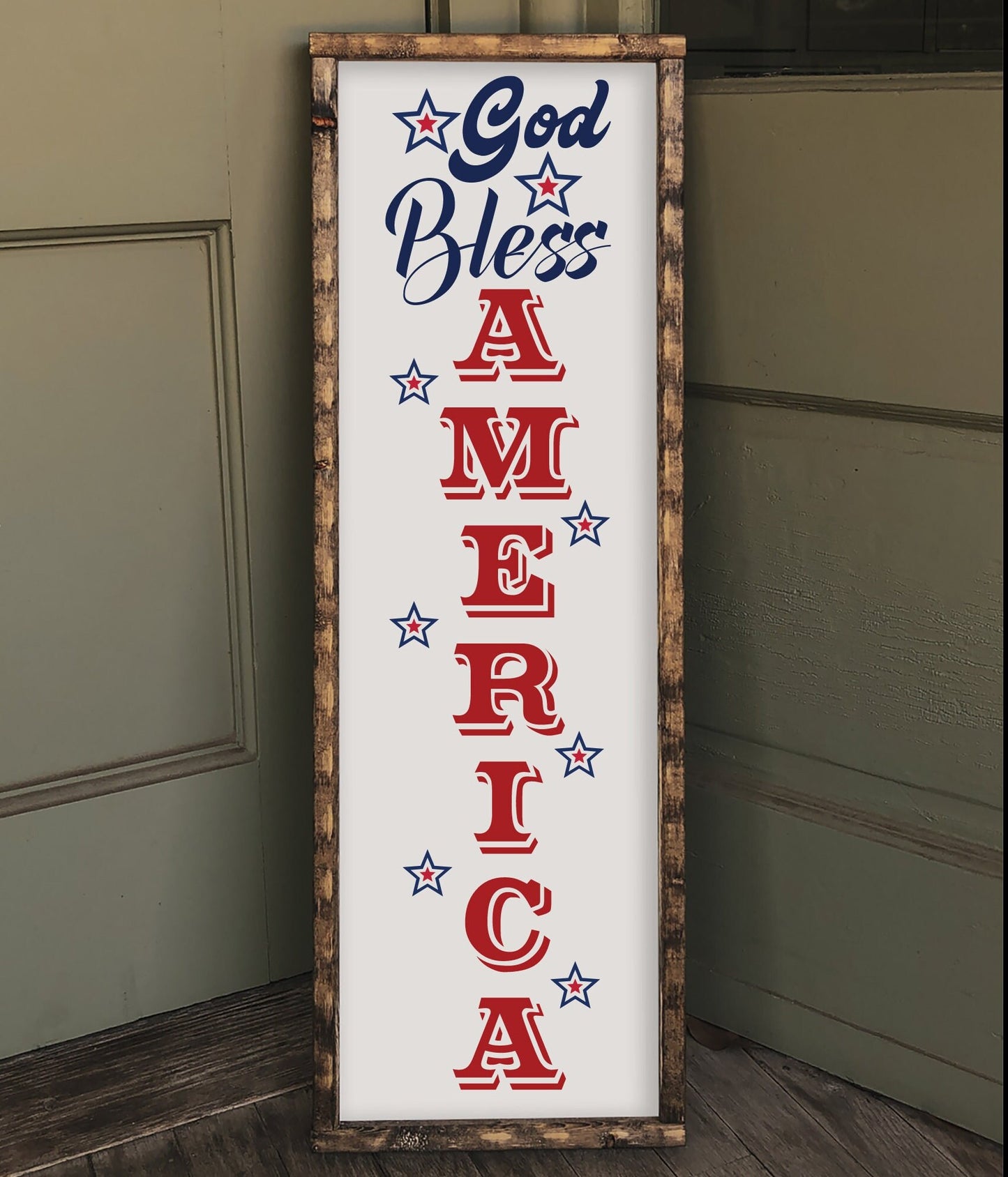 God Bless America Independence Patriotic Front Porch Decor,  Outdoor Holiday Decor, Custom Welcome Sign, Front Door Decor