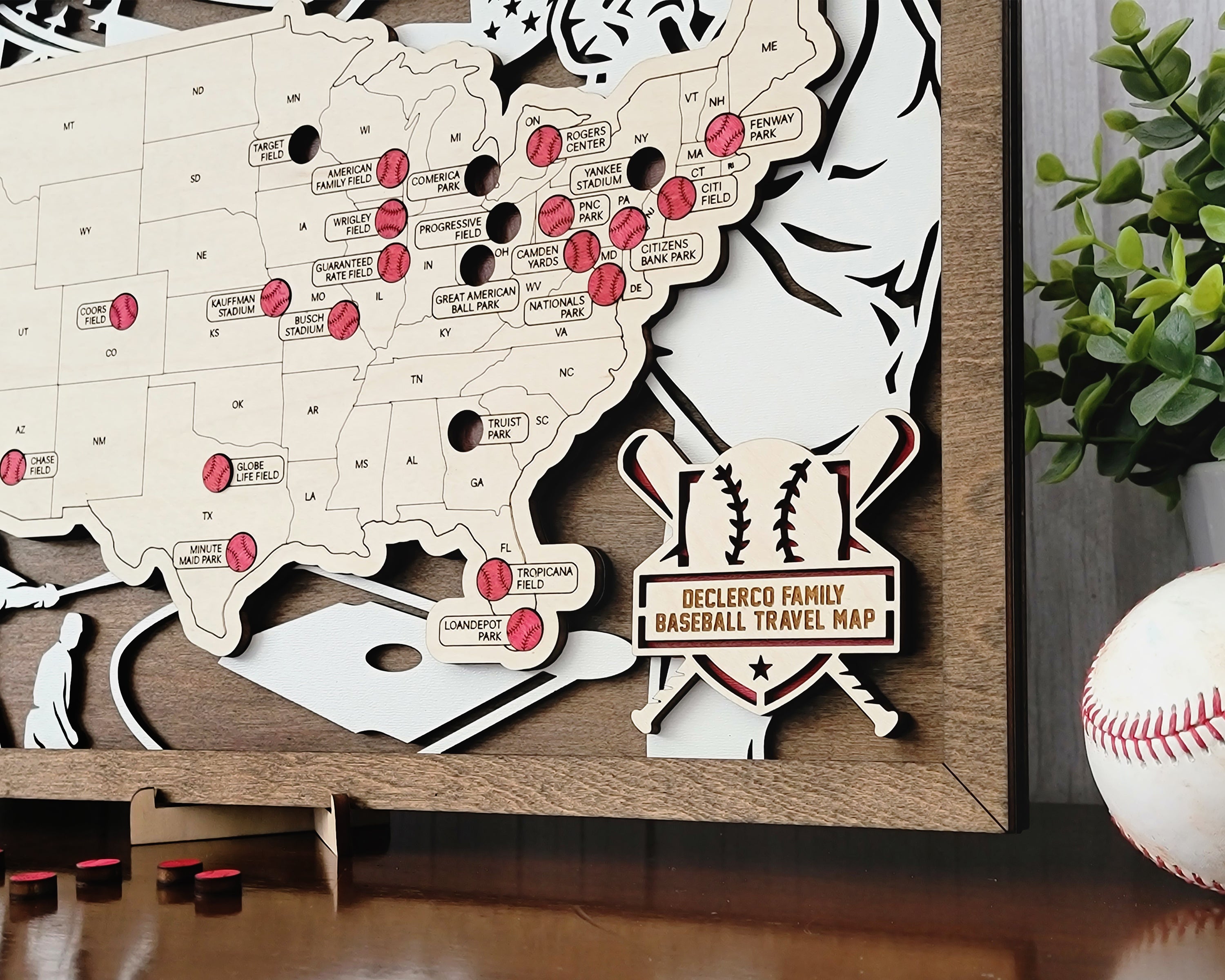 Complete MLB Stadium Travel Map – Visit Every Major League Baseball Team, Baseball Road, All 30 MLB Teams Trip Bucket List, Fan Gift Wall Art