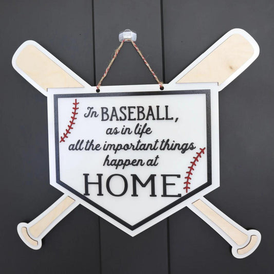 3D Baseball Home Plate Front Door Hanger for Spring and Summer - Perfect Front Door Decor and Gift for Baseball Moms and Baseball Coach Gift