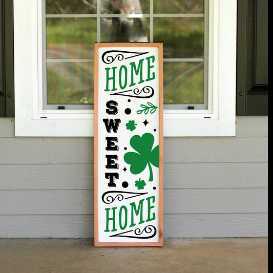 St. Patrick's Day Home Sweet Home Front Door Sign, Welcome Sign For Front Porch, Yard Sign, Front Porch Sign
