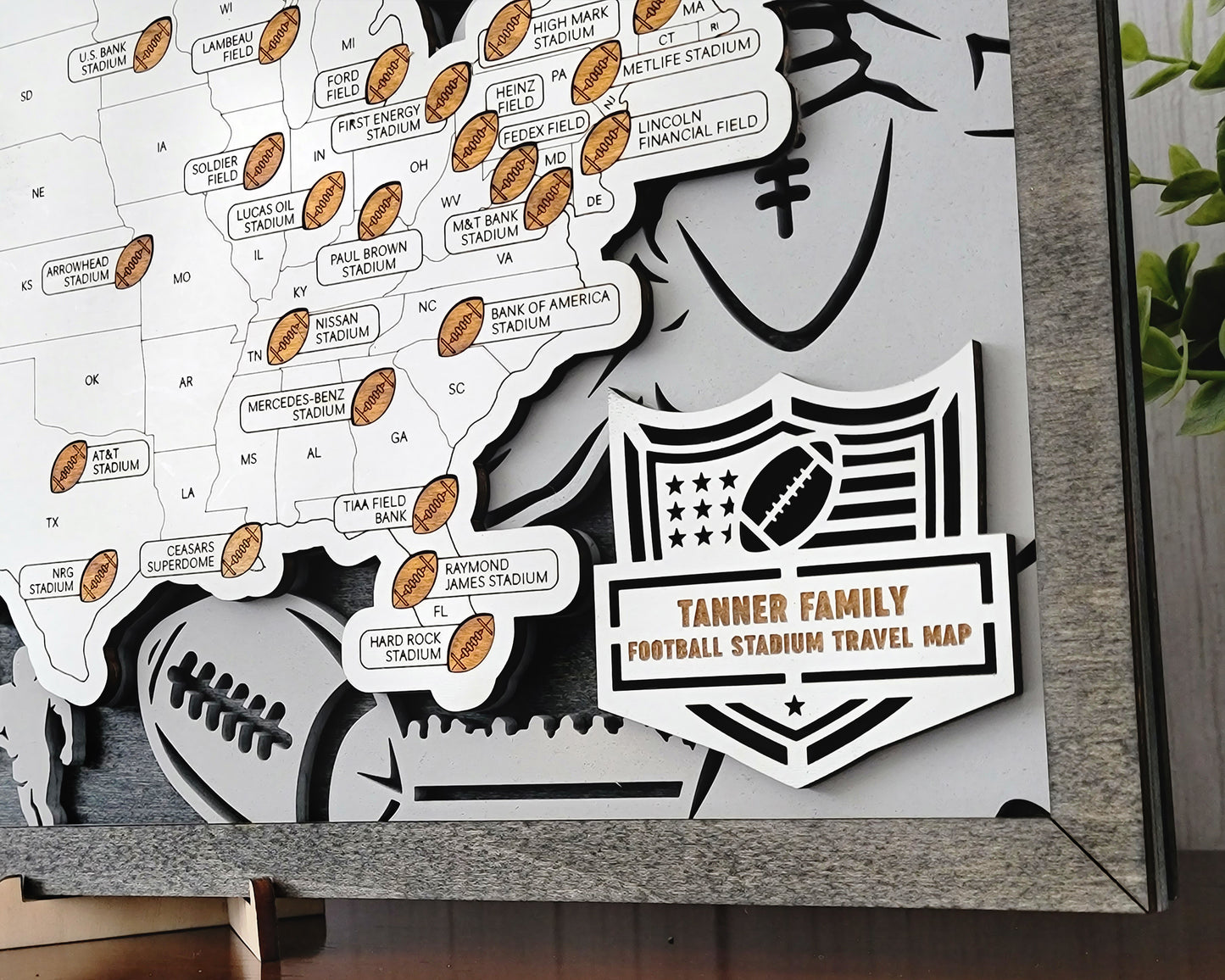 Ultimate NFL Football Travel Map – All 32 NFL Stadiums, Football Fan Bucket List, NFL Stadium Tour Wall Art NFL Stadium Checklist, Perfect Gift for Football Fans