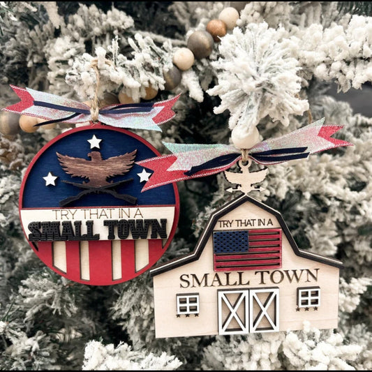 3D Laser Engraved Jason Aldean Patriotic Try That in a Small Town Christmas Ornaments, Handmade Farmhouse Christmas Ornaments