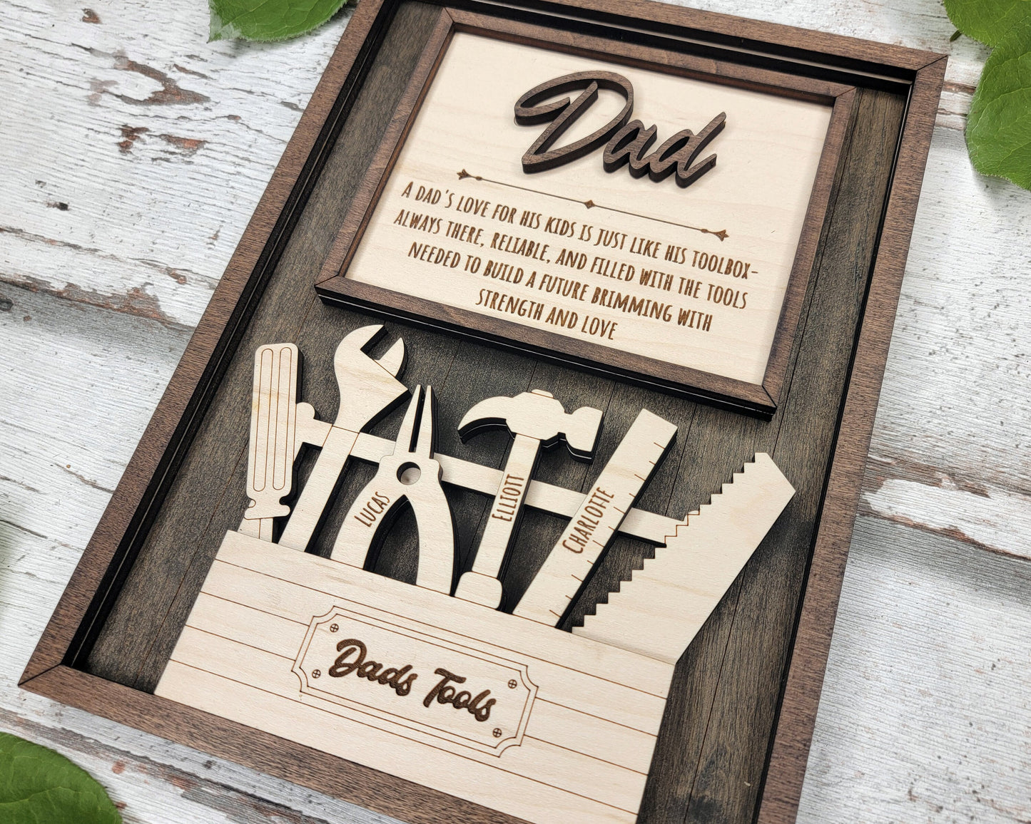 Dad's Toolbox/Tools Personalized Fathers Day Gift For Dad From Son/Daughter, Wooden Picture Frame Dad Gifts, Gift for Husband, Grandpa Gift