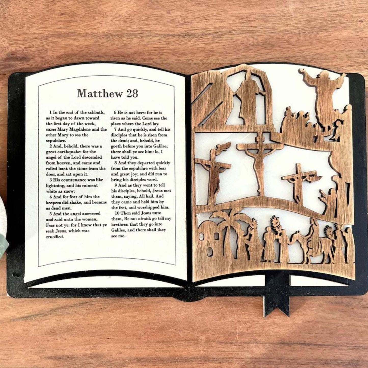 3D Wooden Handmade Easter Scene Shelf Sitter Bible Scriptures Display, Easter Decor Christian Gifts, Religious Bible Verses,