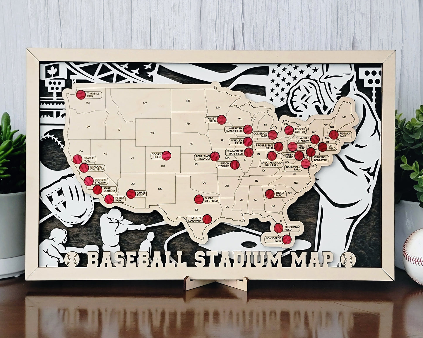 Complete MLB Stadium Travel Map – Visit Every Major League Baseball Team, Baseball Road, All 30 MLB Teams Trip Bucket List, Fan Gift Wall Art