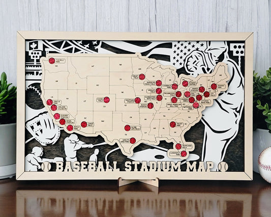 Complete MLB Stadium Travel Map – Visit Every Major League Baseball Team, Baseball Road, All 30 MLB Teams Trip Bucket List, Fan Gift Wall Art
