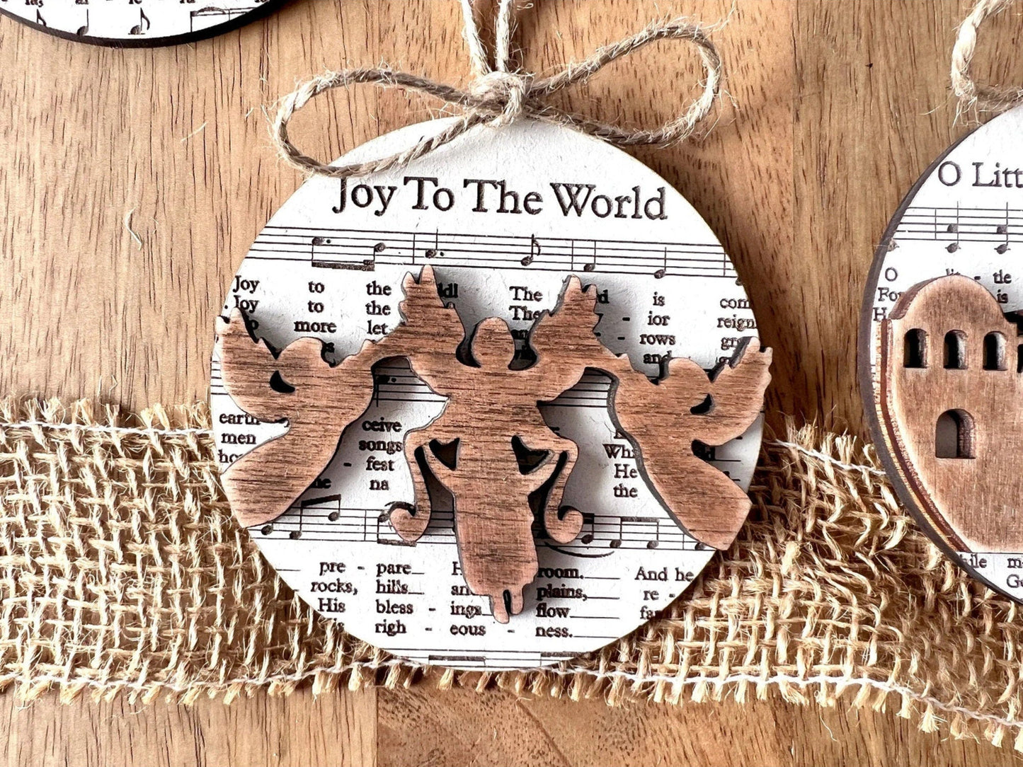 3D Engraved Handmade Music Sheet Nativity Christmas Ornaments Wooden Christmas Ornaments Nativity Set Nativity Scene