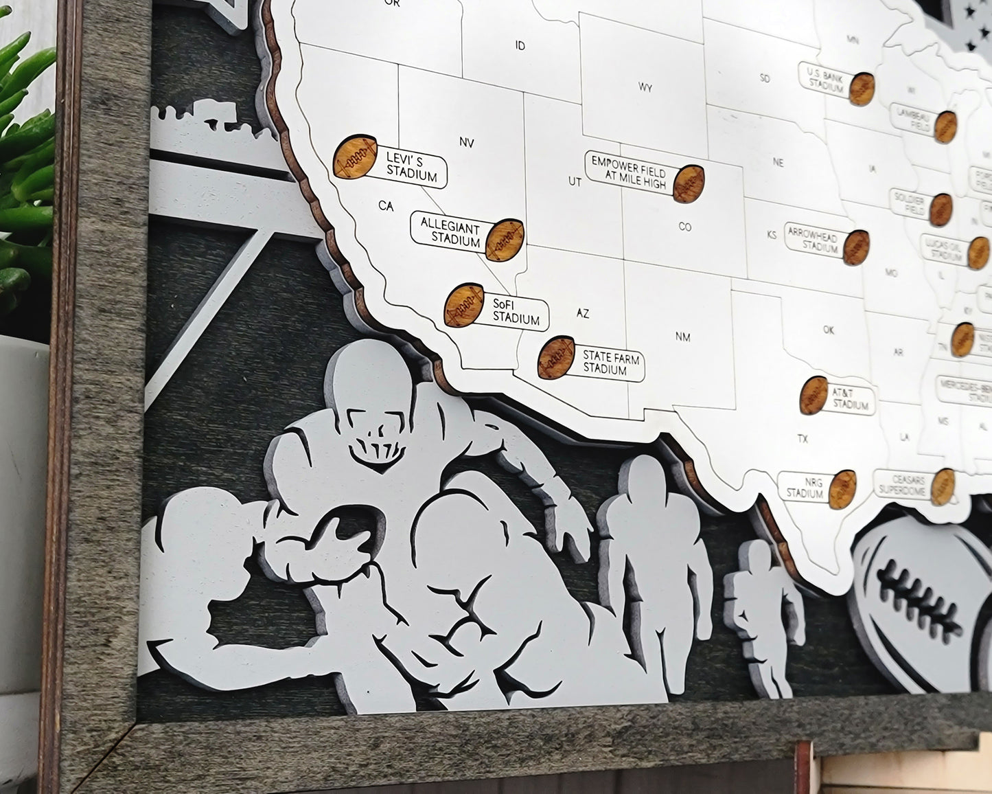 Ultimate NFL Football Travel Map – All 32 NFL Stadiums, Football Fan Bucket List, NFL Stadium Tour Wall Art NFL Stadium Checklist, Perfect Gift for Football Fans