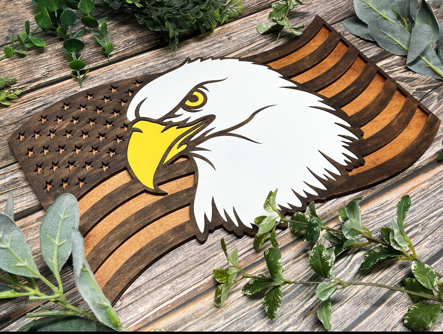 9 Variations of our Laser Engraved Patriotic Door Hanger, Door Sign for the 4th of July featuring Red White and Blue Holiday Signage