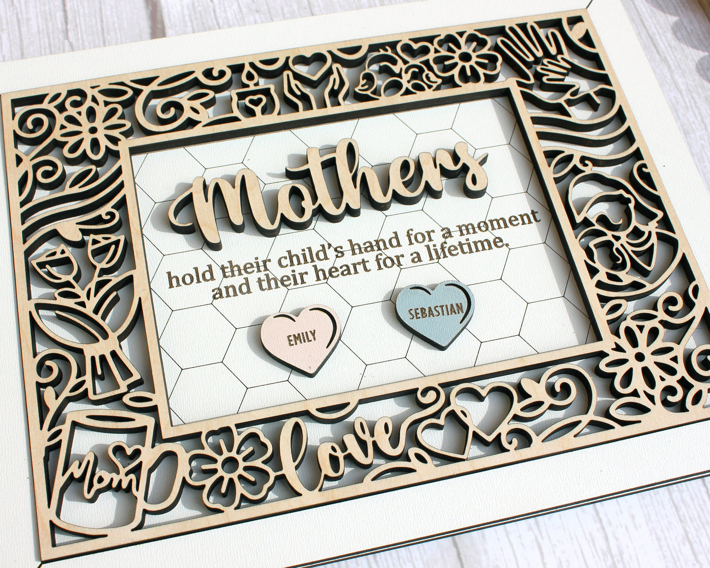 Mothers Day 3D Wall Hanging Decoration or Gift with Stand, Mum Birthday Gift, Grandparents, Gift from Kids, Personalized Mothers Day Gift