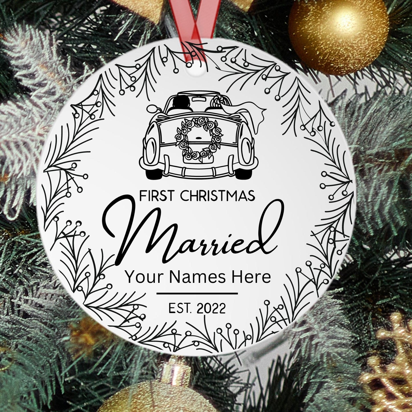Our First Christmas Married Ornament Personalized Ornament Custom Ornament Wedding Keepsake Gift for Couple Mr & Mrs Gift Family Ornament
