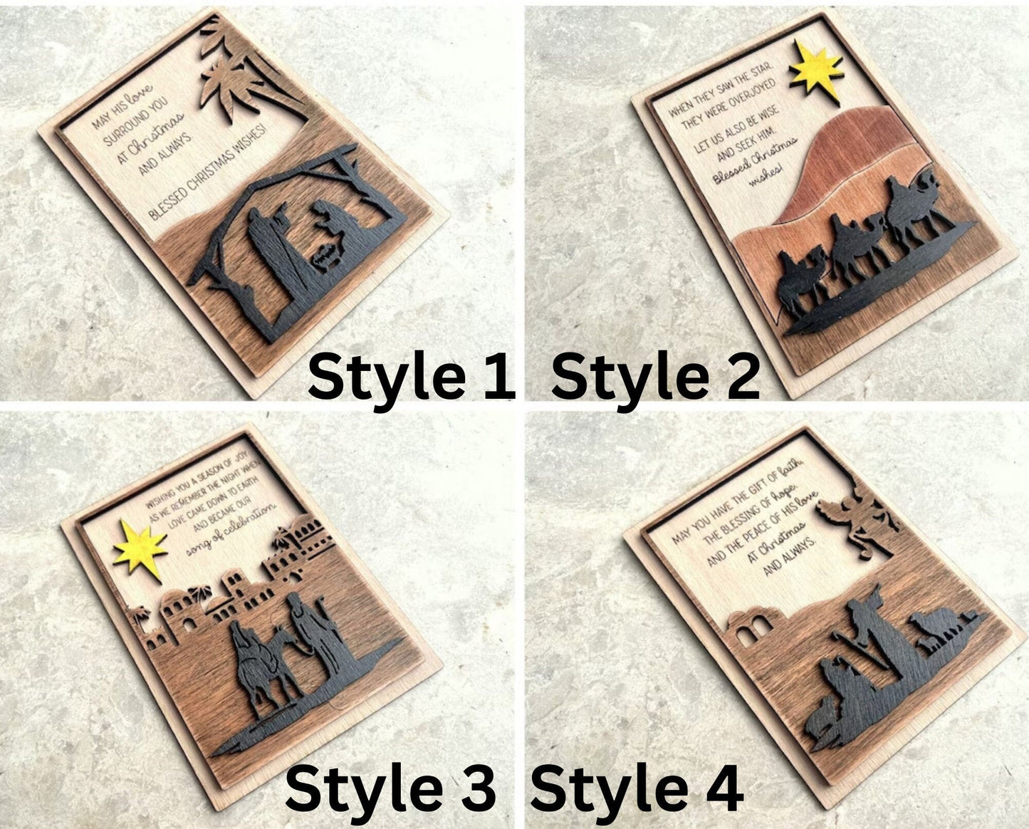 3D Laser Cut Nativity Wooden Unique Christmas Cards, Handmade Family Christmas Holiday Cards, Christmas Greeting Cards,