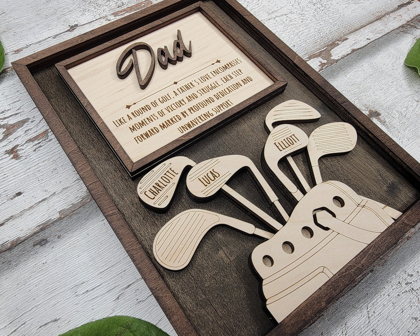 Golf Personalized Fathers Day Gift For Dad From Son/Daughter, Wooden Picture Frame Dad Gifts, Gift for Husband, Grandpa Gift