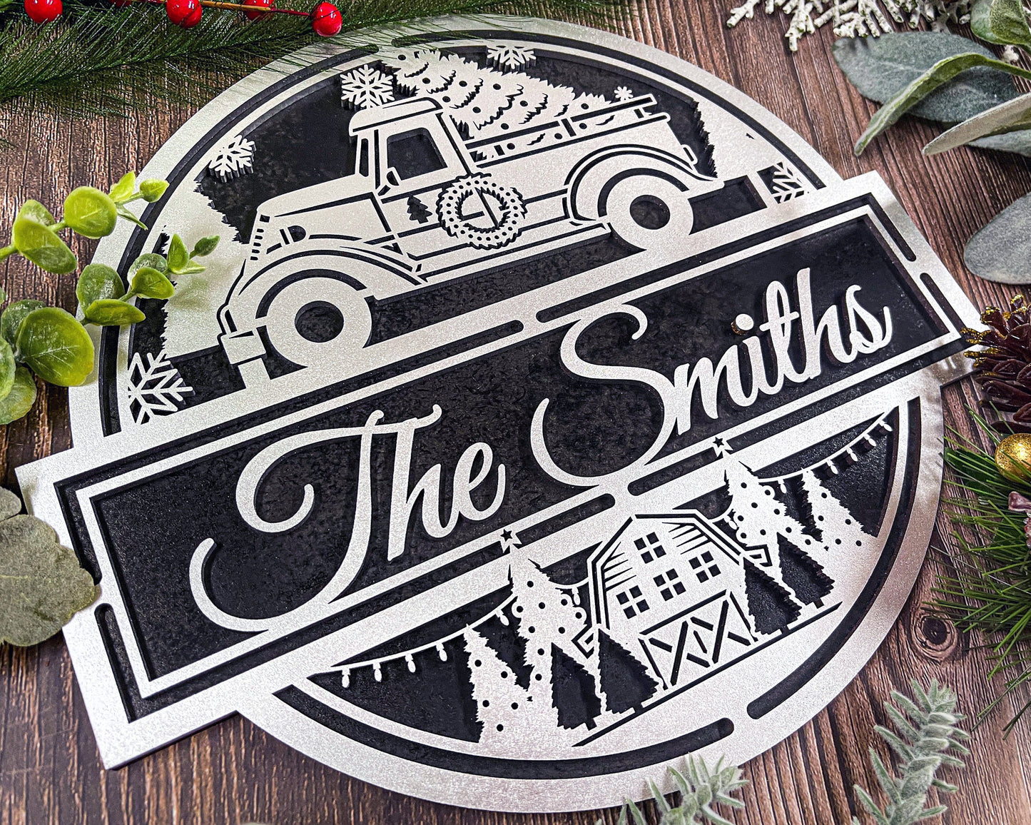 Personalized Christmas Front Door Decor Welcome Sign, Farmhouse Christmas Decor, Merry Christmas Holiday Home Decor, Handmade Gift