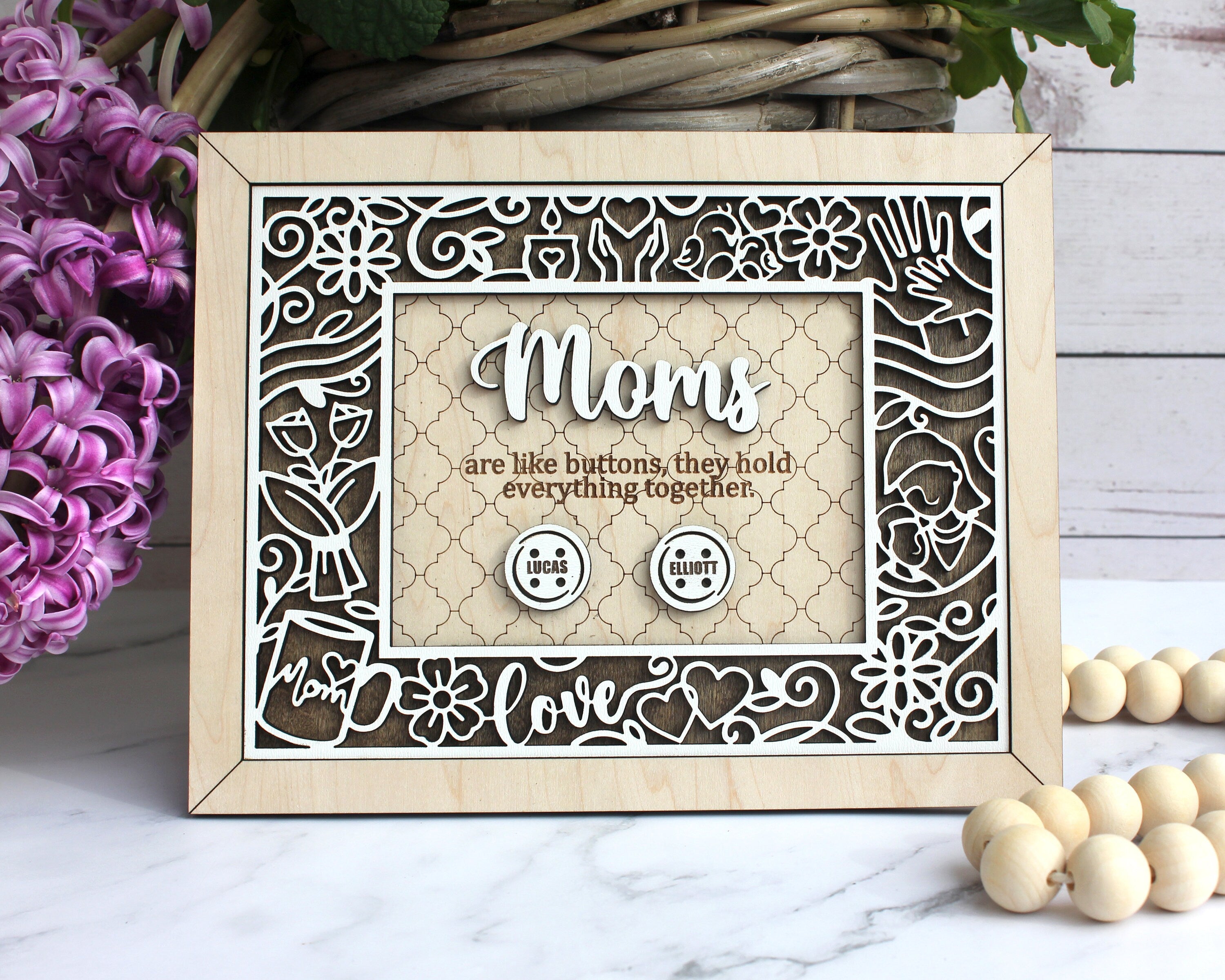Mothers Day 3D Wall Hanging Decoration or Gift with Stand, Mum Birthday Gift, Grandparents, Gift from Kids, Personalized Mothers Day Gift