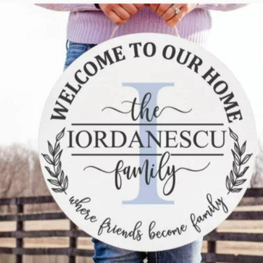 Last Name Sign, Round Initial Sign, Wedding Sign, Wedding Gift, Personalized Name Sign, Custom Last Name Sign, Family Name Sign, Wood Signs