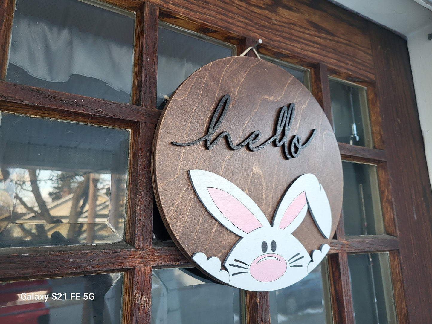 Hello Easter Bunny Front Door Decor, Happy Easter Handmade Home Decor, Easter Holiday Decor, Easter Door Hanger, Easter Wood Sign
