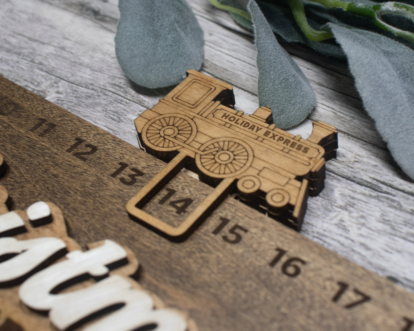 Countdown To Christmas Train Advent Calendar W/Icon , Christmas Advent Calendar For Kids and Adults, Handmade Farmhouse Christmas Decor