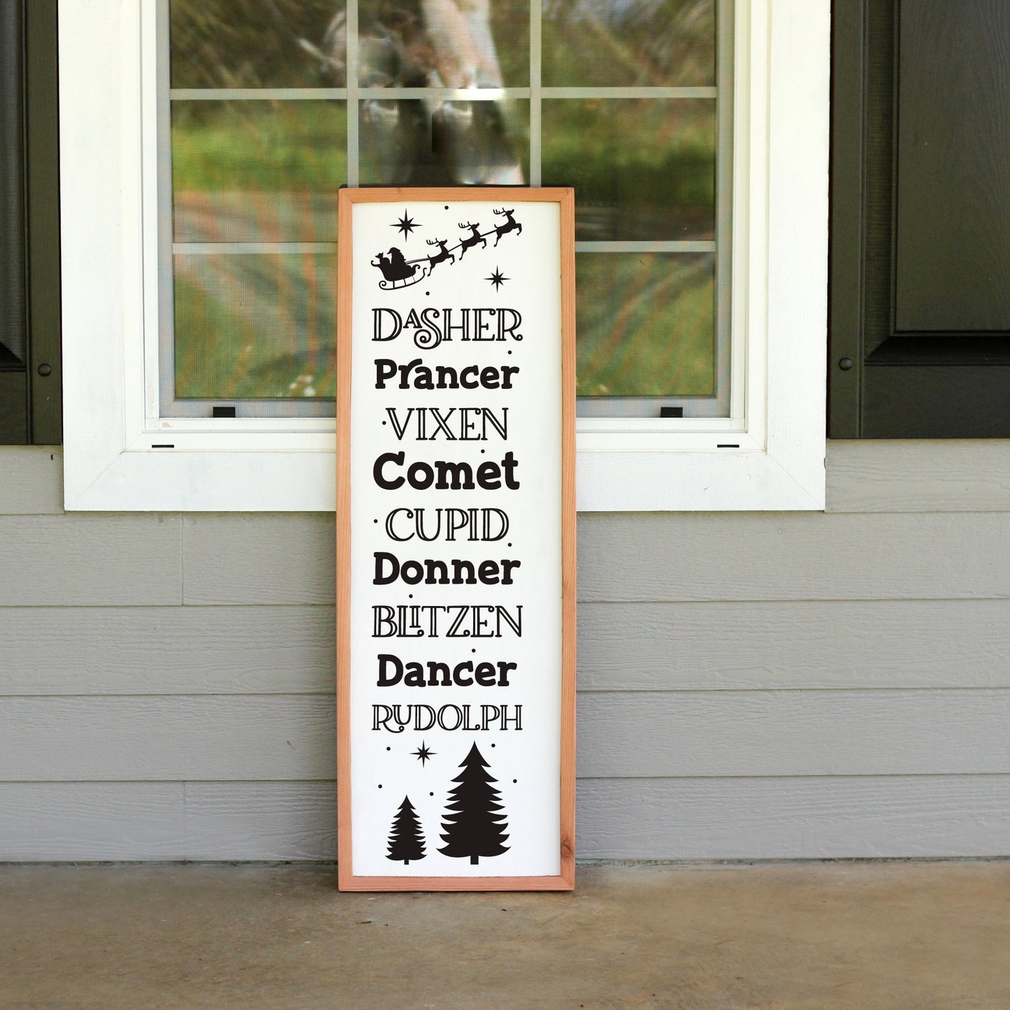 Christmas Santa's Reindeer Names Porch Leaner, Winter Porch Leaner, Patio Porch Decor, Holiday Decor, Outside Decor