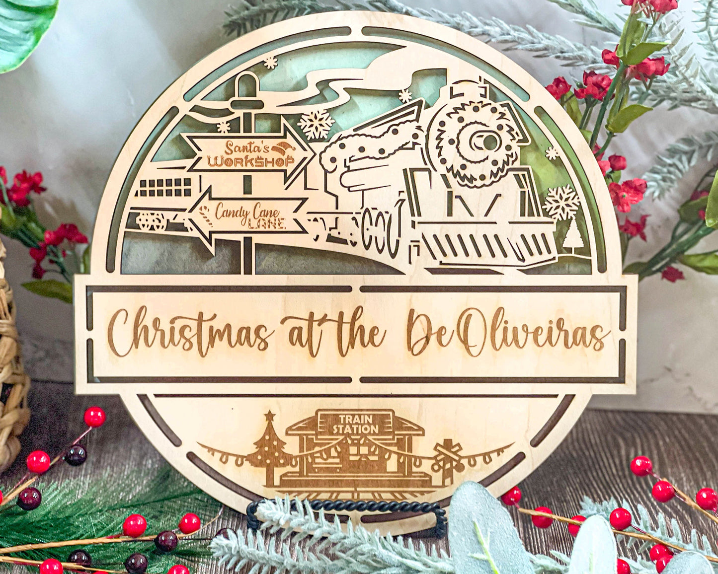 Personalized Christmas Front Door Decor Welcome Sign, Farmhouse Christmas Decor, Merry Christmas Holiday Home Decor, Handmade Gift