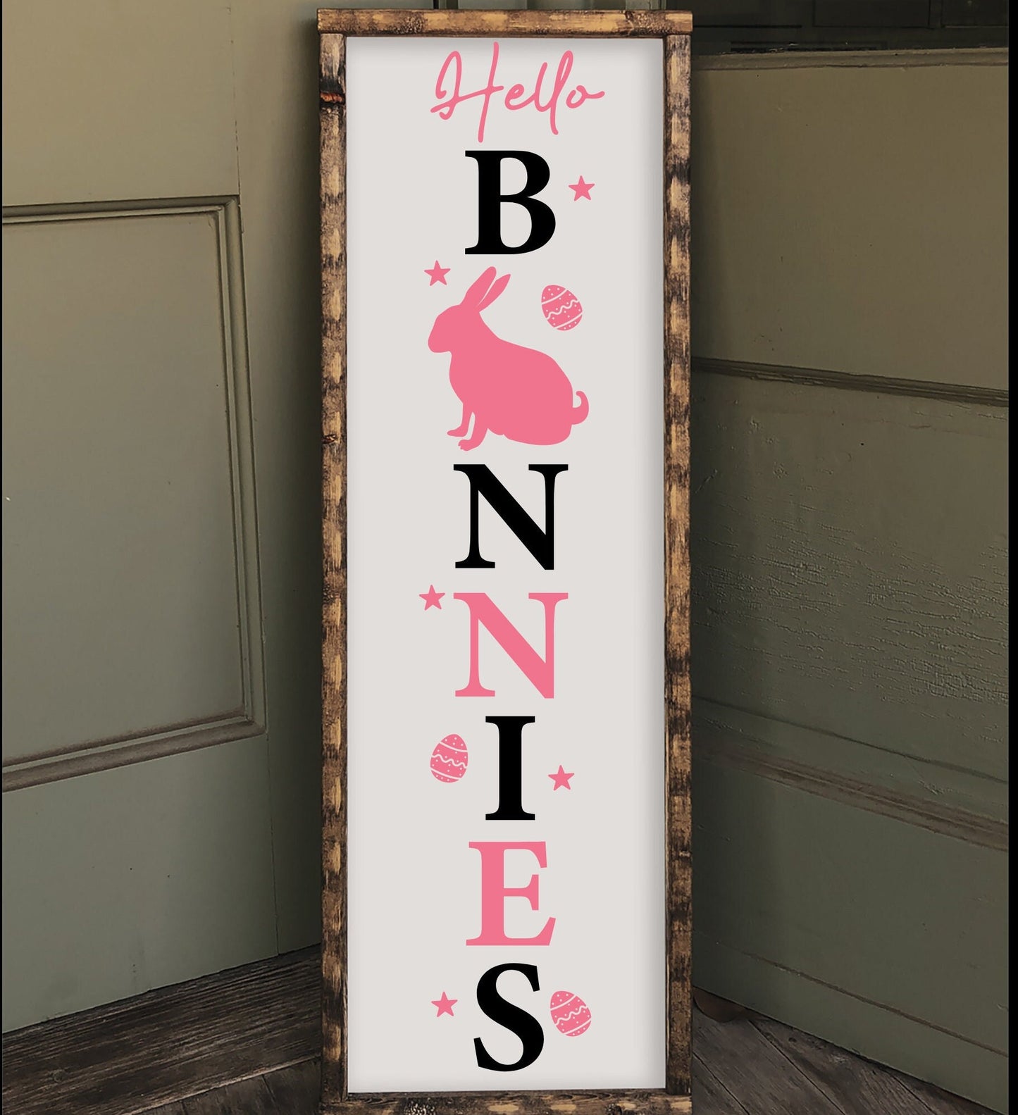 Easter Holiday Decor Handmade Welcome Sign/Porch Leaner,  Farmhouse Easter Decor, Rustic Home Decor Porch Signs,