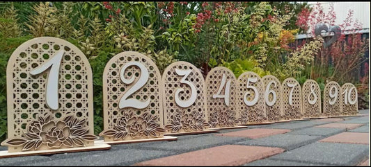 3D Wooden Set of Wedding Table Numbers with Stand Holders, Rustic Wedding Barn Table Decor, Wedding Signage