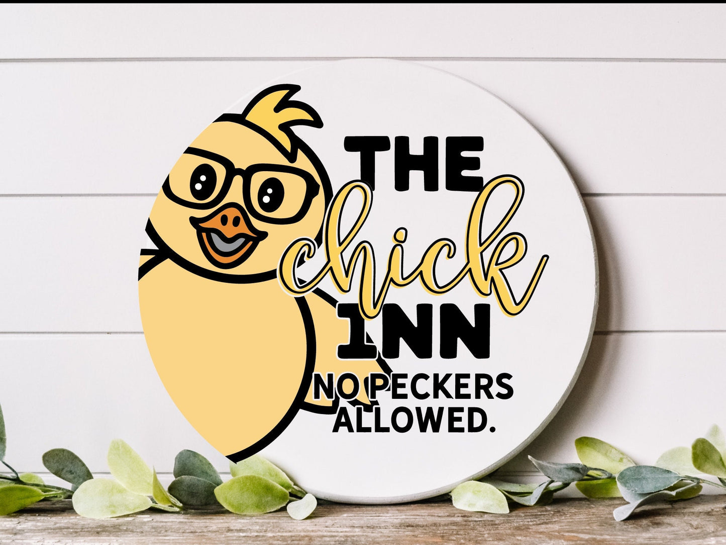 The Chick Inn Easter Door Hanger, Funny Easter Decorations Easter Front Door Sign, Spring Door Hanger, Front Door Wreath Handmade Home Decor