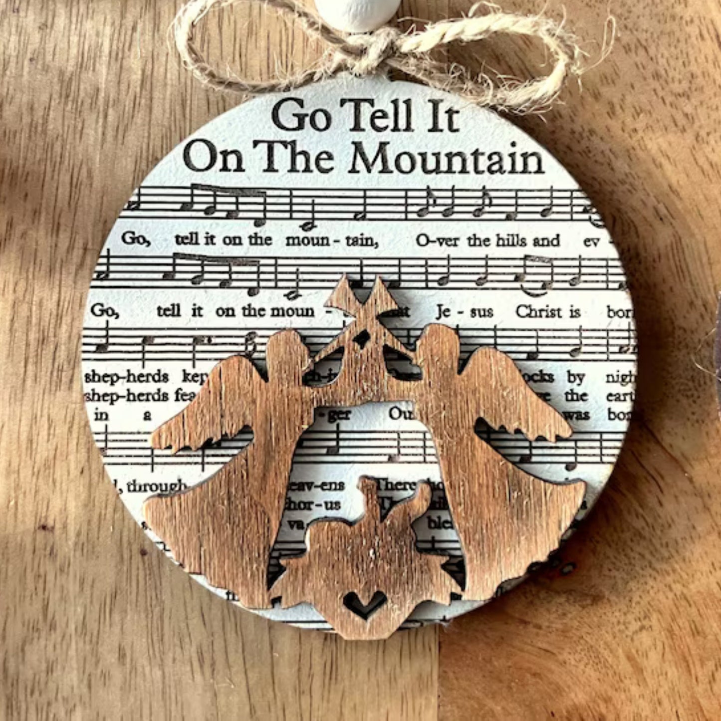 3D Engraved Handmade Music Sheet Nativity Christmas Ornaments, Wooden Christmas Ornaments, Nativity Set, Nativity Scene