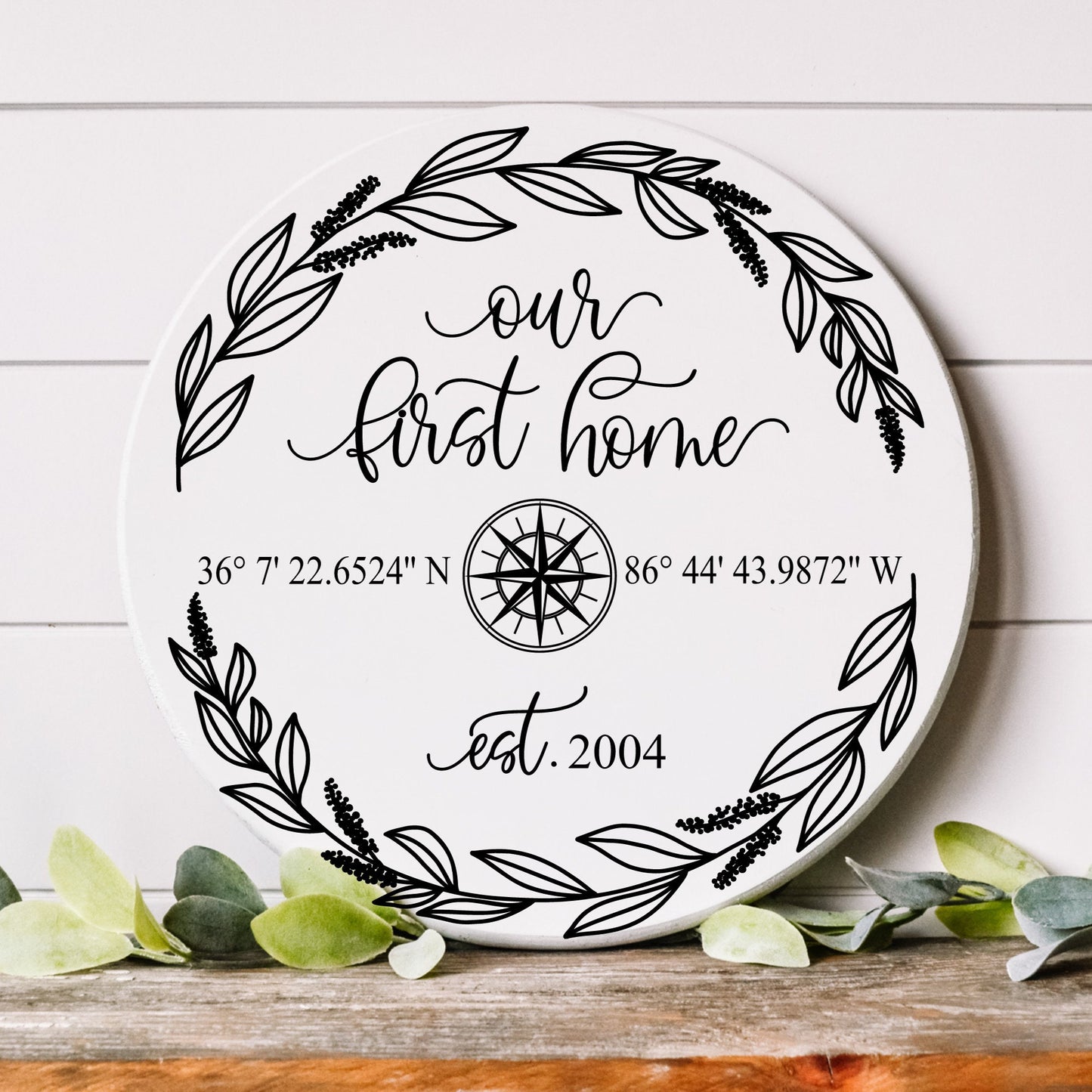 Our First Home Latitude Longitude GPS Coordinates Sign, Custom Wedding and Anniversary Gift, Closing Gift, Custom Address Established Sign