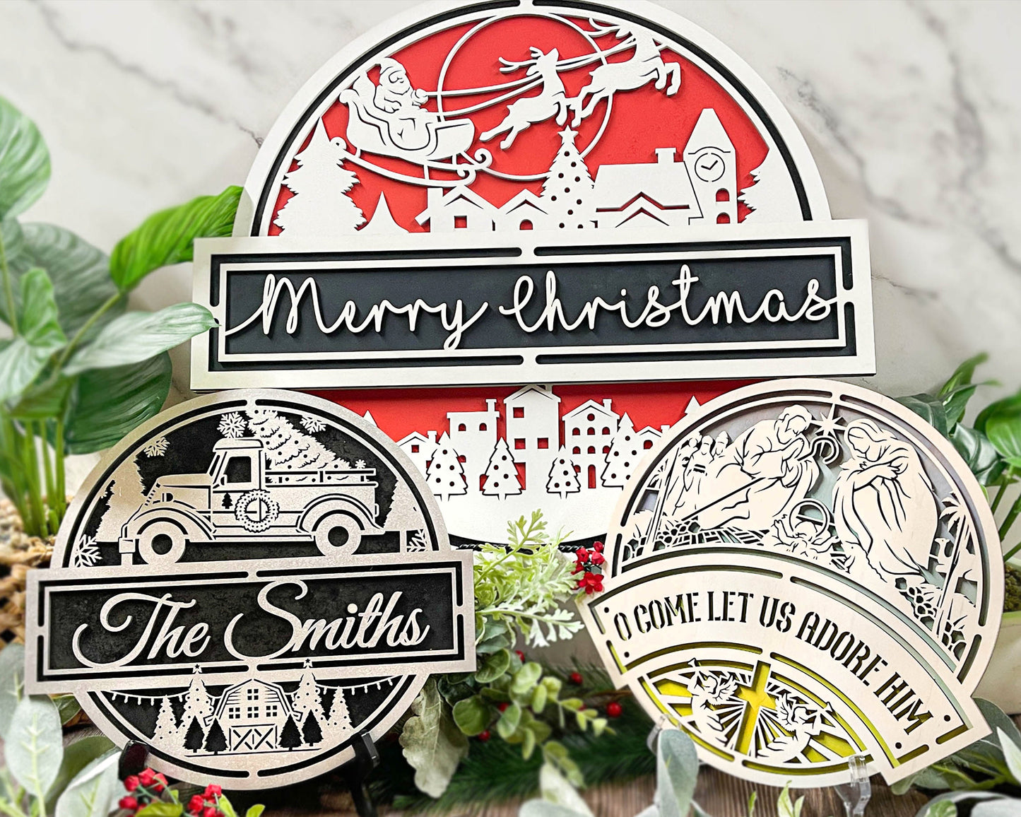 Personalized Christmas Front Door Decor Welcome Sign, Farmhouse Christmas Decor, Merry Christmas Holiday Home Decor, Handmade Gift